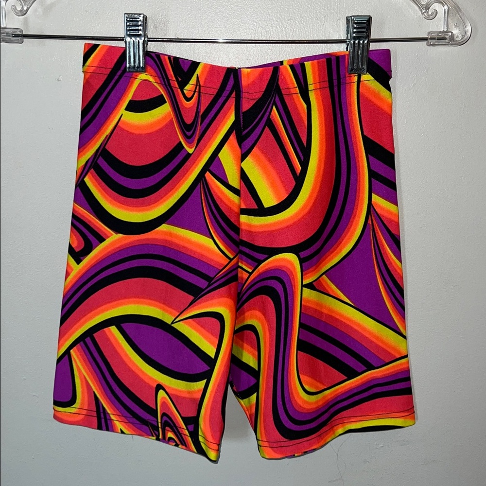 VALS Vintage 80s/ 90s Vibrant Multicolor Abstract Pattern biker shorts 🐝